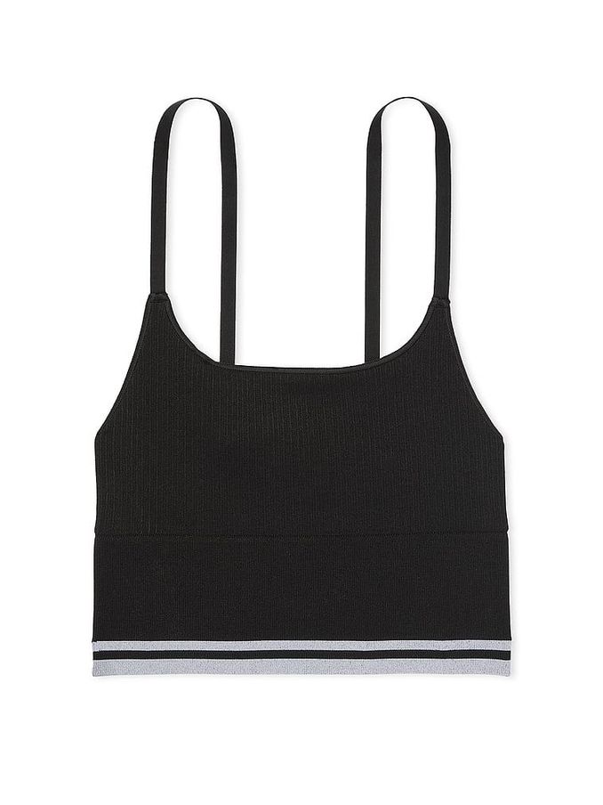 Black Seamless Longline Scoop Sports Bra Top (N95052) | £25
