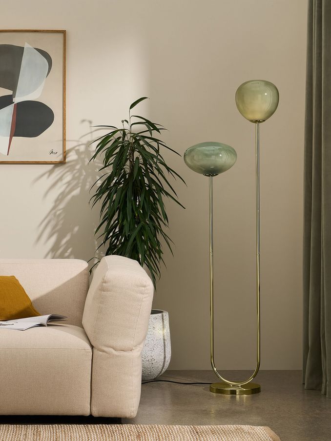 Adrianne Floor Lamp in Brass/Green (N95994) | £299