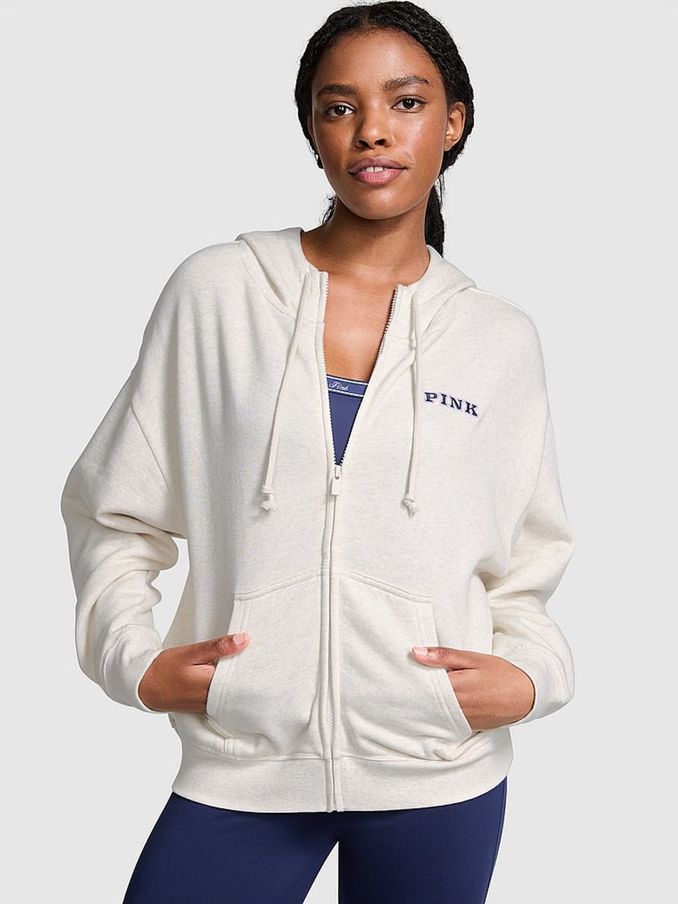 Heather Oatmeal Beige Zip Up Fleece Hoodie (N97358) | £45
