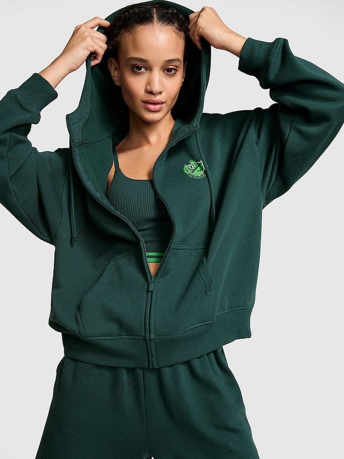 Deep Forest Green Zip Up Fleece Hoodie (N97373) | £22