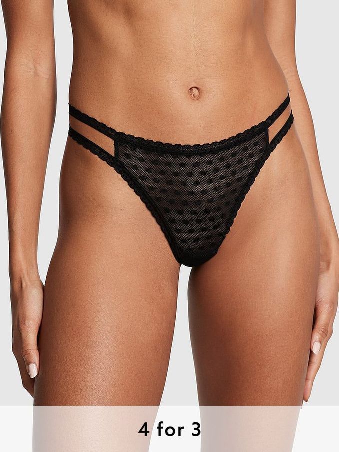 Black Dainty Dot Thong Knickers (N97464) | £9