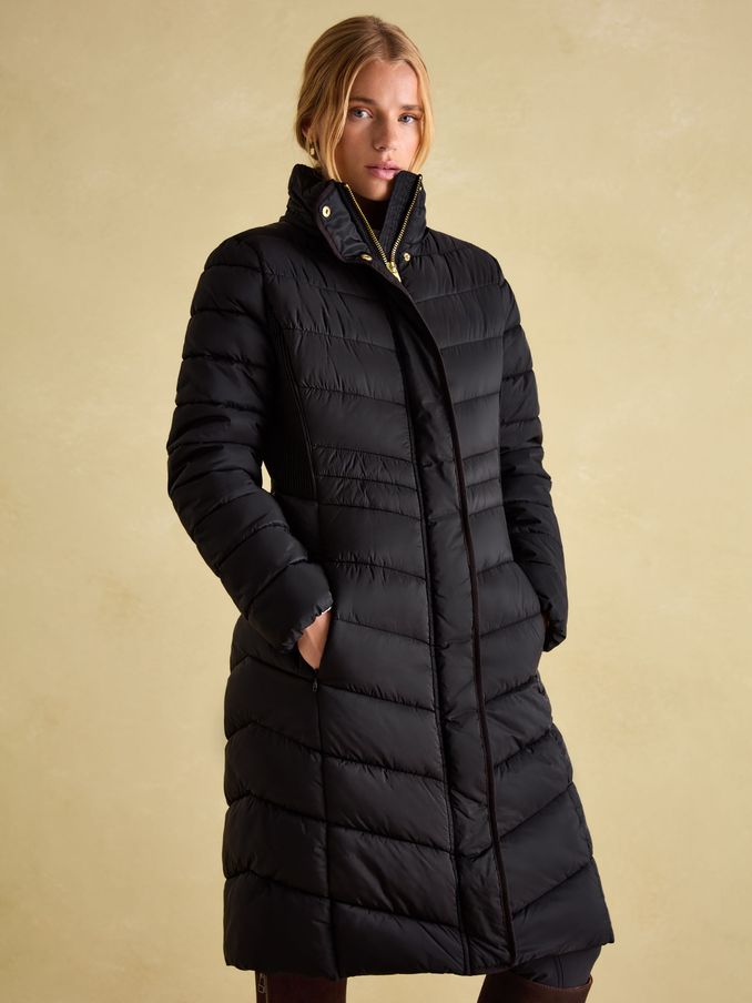 Pembury Black Showerproof Longline Padded Coat With Hood (N98022) | £97