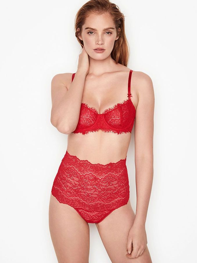 Lipstick Red Lace Unlined Balcony Bra (P20258) | £19