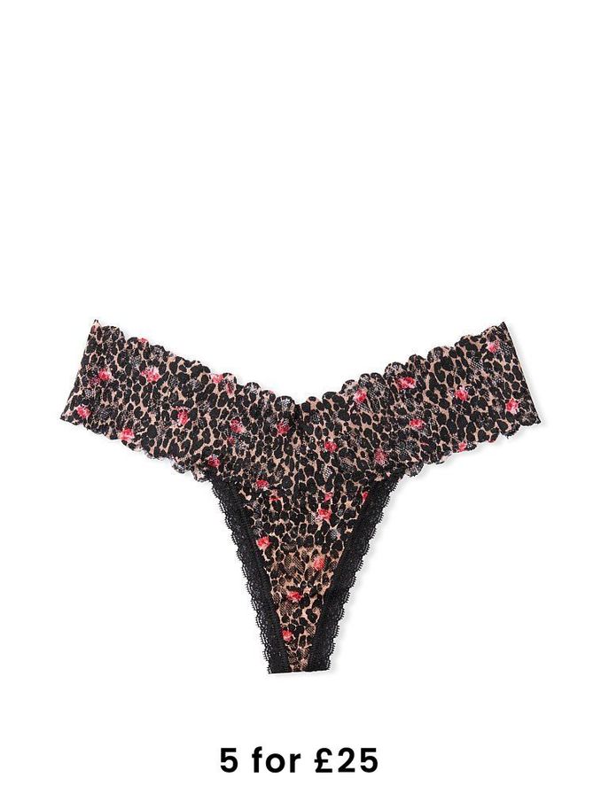 Eve Blush Rose Lace-Up Thong Panty (P22870) | £5