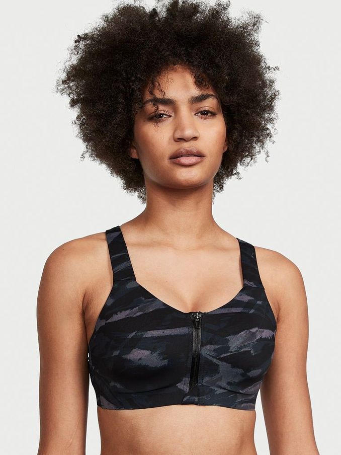 Zebra Grey Smooth Front Fastening Wired High Impact Sports Bra (P28870) | £22