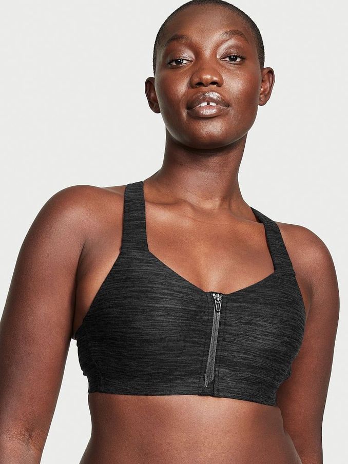 Onyx Grey Smooth Front Fastening Wired High Impact Sports Bra (P28888) | £18