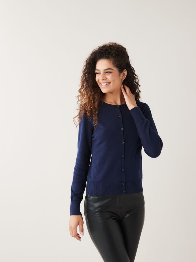 Blue Long Sleeve Crew Neck Cardigan (P29893) | £25