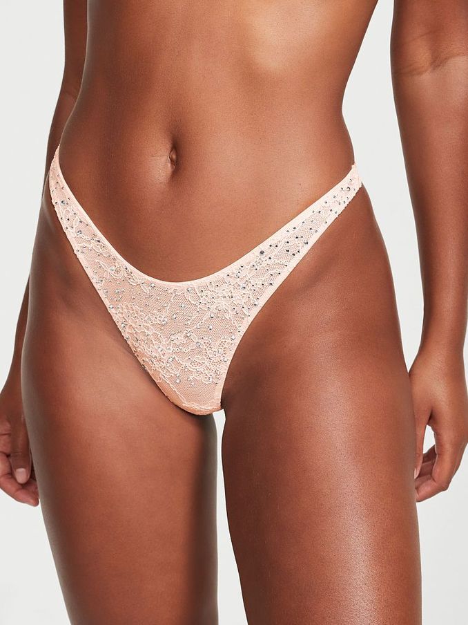 Purest Pink Sugar Coated Embellishment Thong Knickers (P30020) | £10