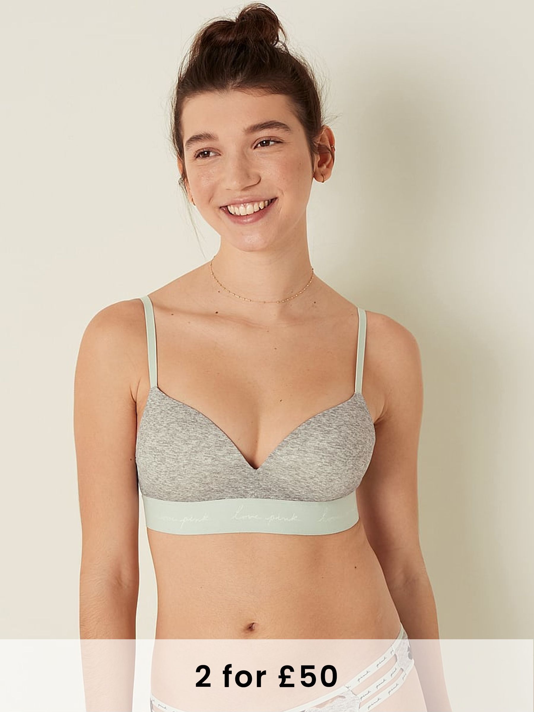 Grey Heather Non Wired Push Up Bra (P34274) | £29