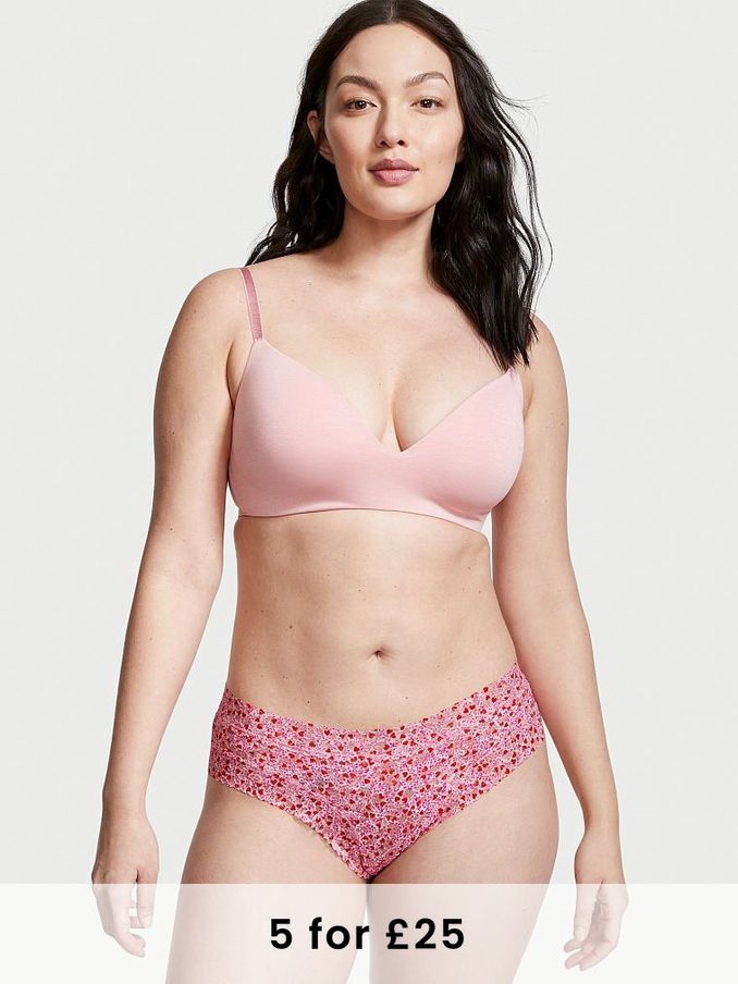 Pink Flora Vine Heart Floral Lace Cheeky Knickers (P53373) | £5