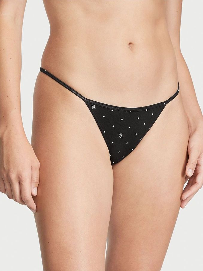Black Vs Lockup Dot Smooth Cotton G String Knickers (P54342) | £4