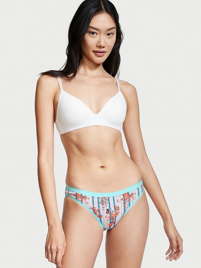 Ensign Blue Floral Stretch Cotton Bikini Knickers (P54647) | £4