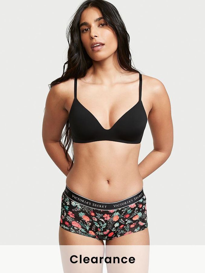 Black Floral Garden Cotton Logo Short Knickers (P55872) | £4