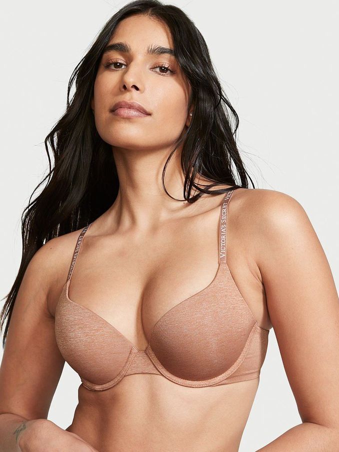 Brilliant Blush Orange Smooth Logo Strap Full Cup Push Up T-Shirt Bra (P55883) | £10