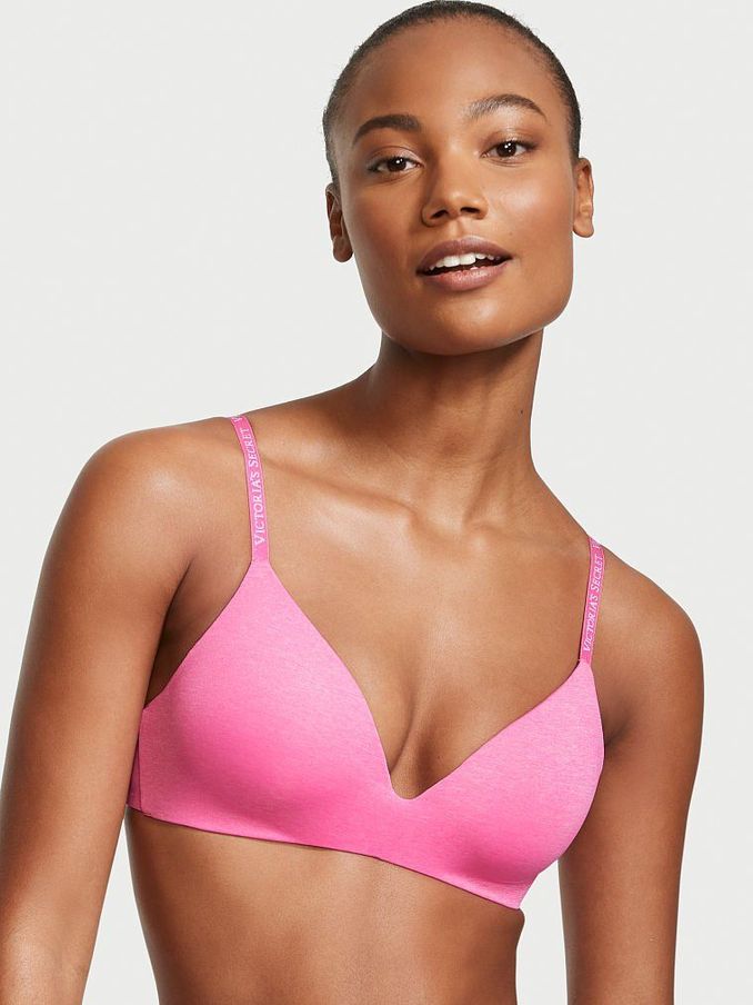 Hollywood Pink Smooth Logo Strap Lightly Lined Non Wired T-Shirt Bra (P55897) | £14