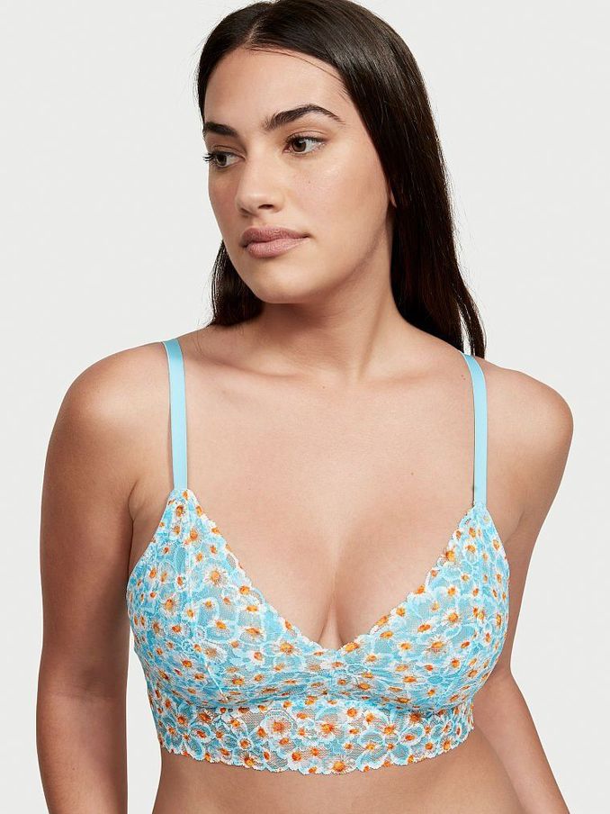 Serenity Blue Floral Lace Unlined Bralette (P55905) | £10