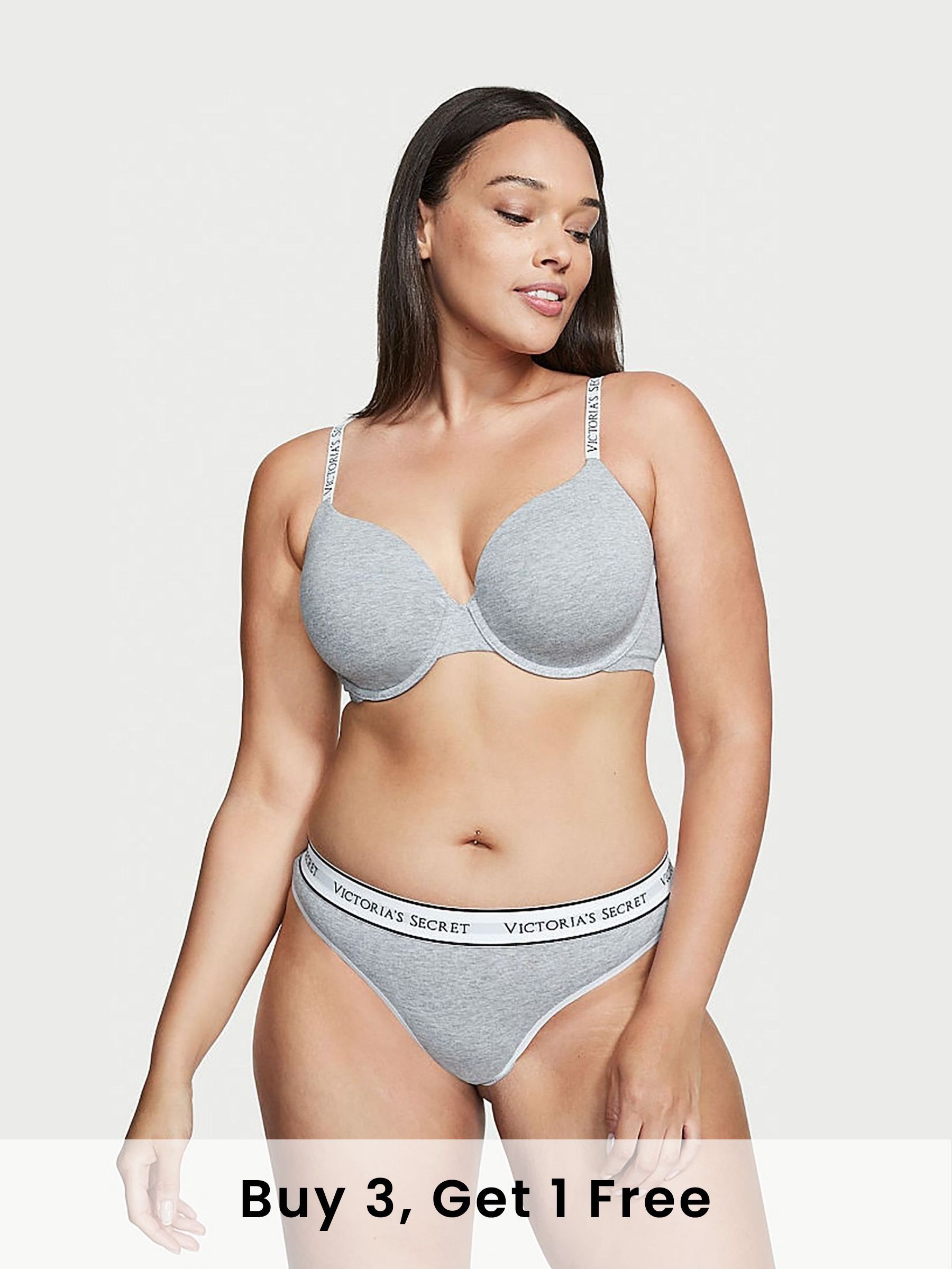 Grey Thong Logo Knickers (P56704) | £9