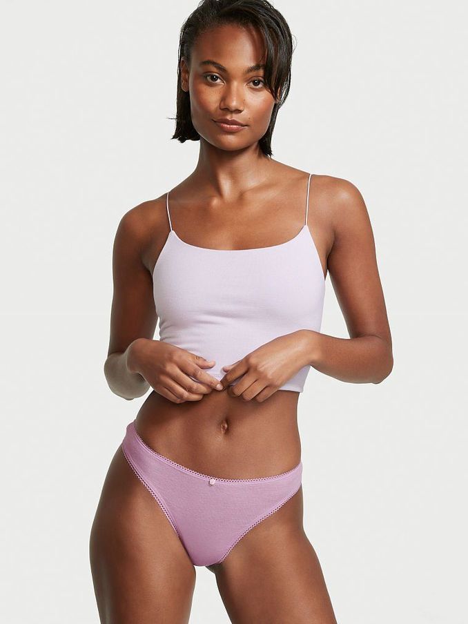 Light Lilac Purple Cotton Thong Knickers (P57256) | £3