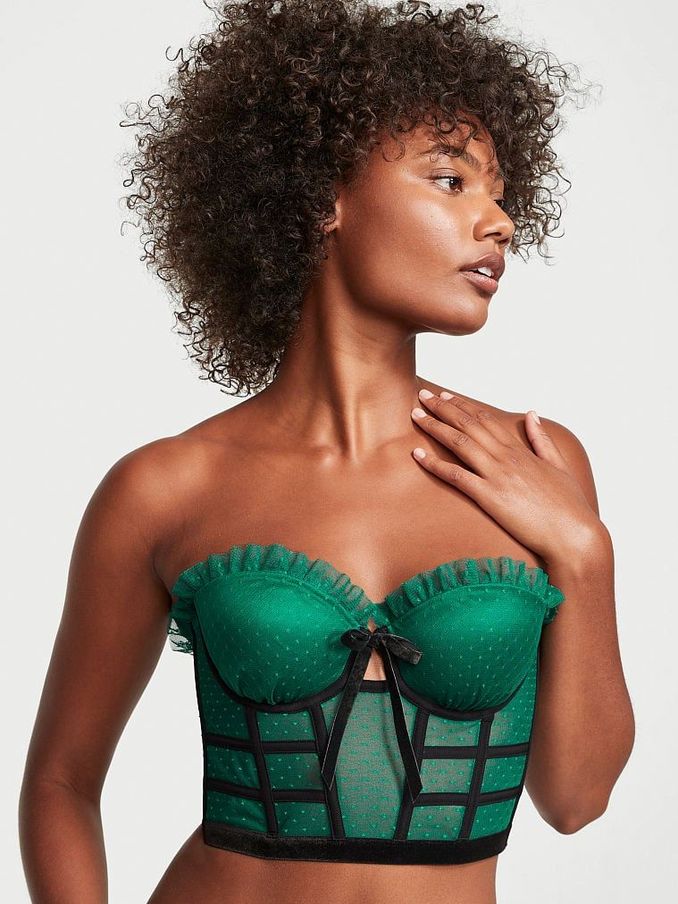 Spruce Green Black Trim Corset Bra Top (P57384) | £30