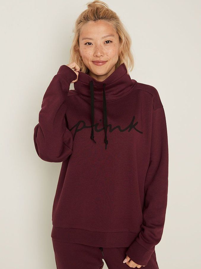 Luscious Plum Script Logo Everyday Lounge Cowl Neck Pullover (P57784) | £10