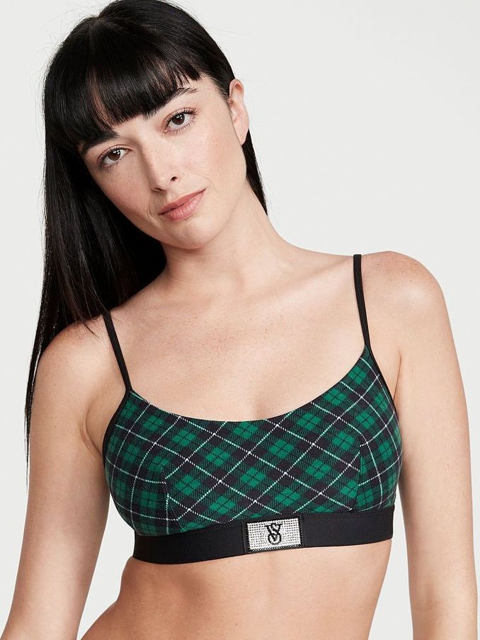 Shaded Spruce Green Buffalo Tartan Bralette Bra (P57934) | £11