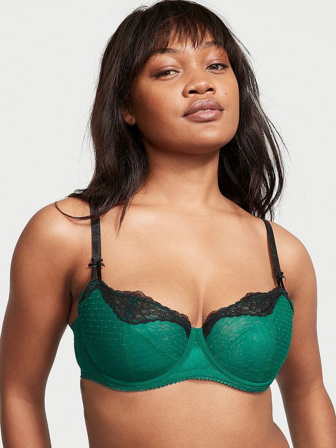 Spruce Green Lace trim Balcony Bra (P57940) | £18