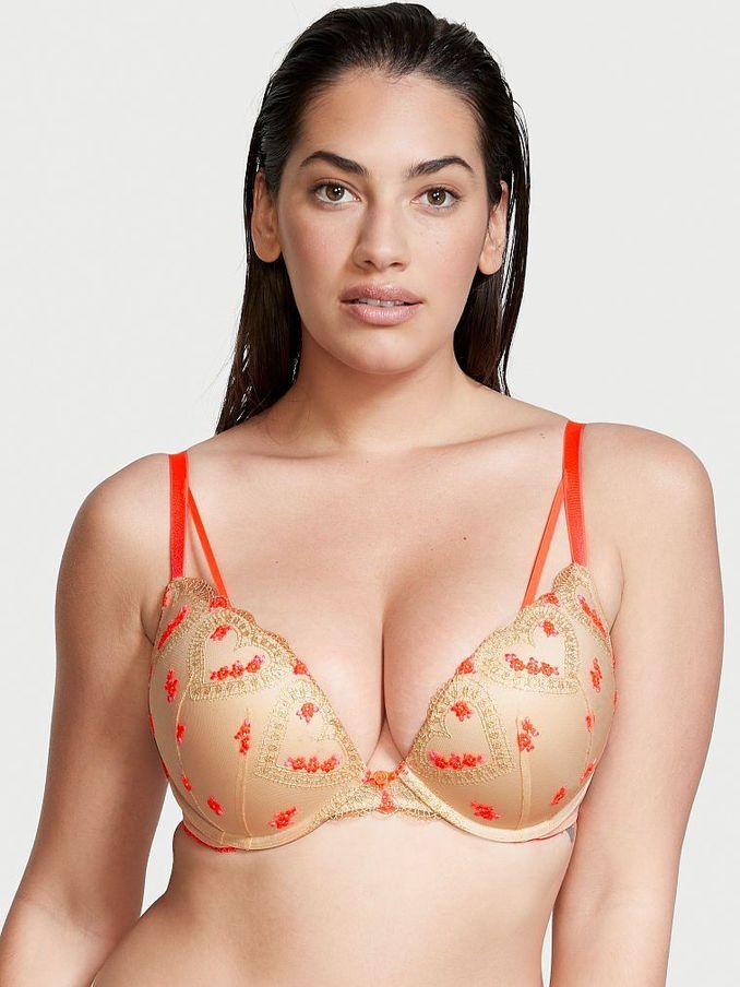 Champagne Nude Embroidered Push Up Bra (P58158) | £15