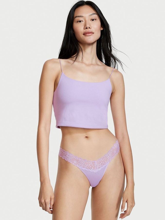 Unicorn Purple Cotton Lace Waist Thong Knickers (P58170) | £4