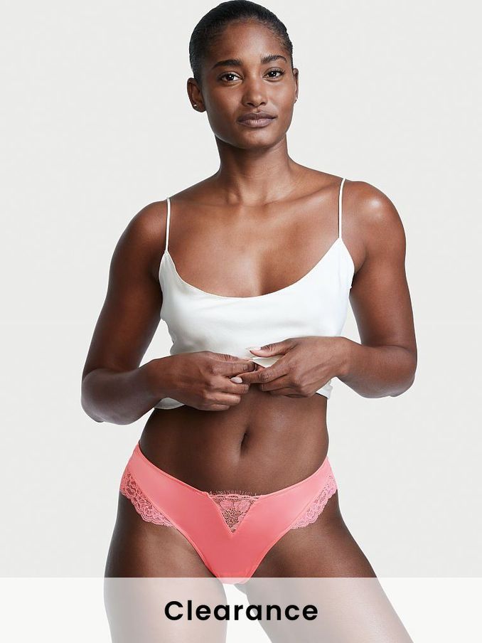 Pink Cocktail Lace Inset Thong Knickers (P58196) | £5