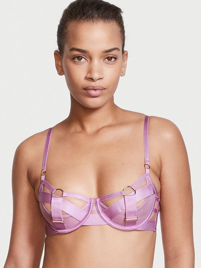 Light Lilac Purple Unlined Demi Strappy Cutout Bra (P59335) | £15