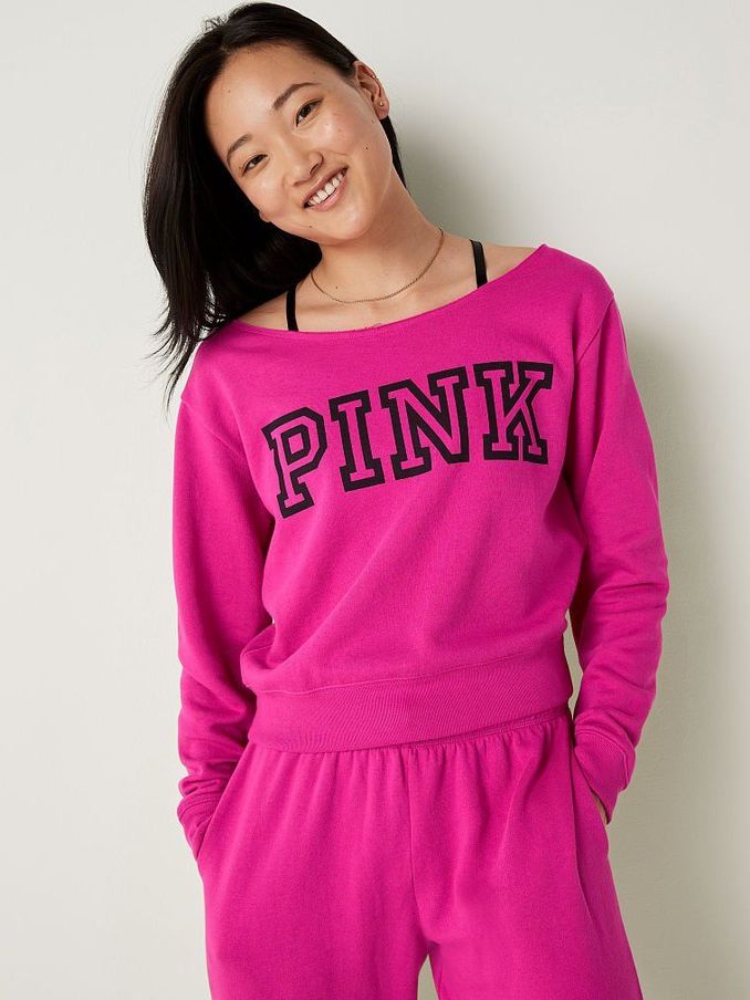 Pink Everyday Lounge Off The Shoulder Sweatshirt (P60111) | £18