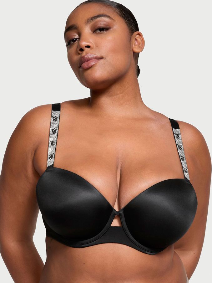 Black Monogram Shine Strap Demi Bra (P60157) | £59