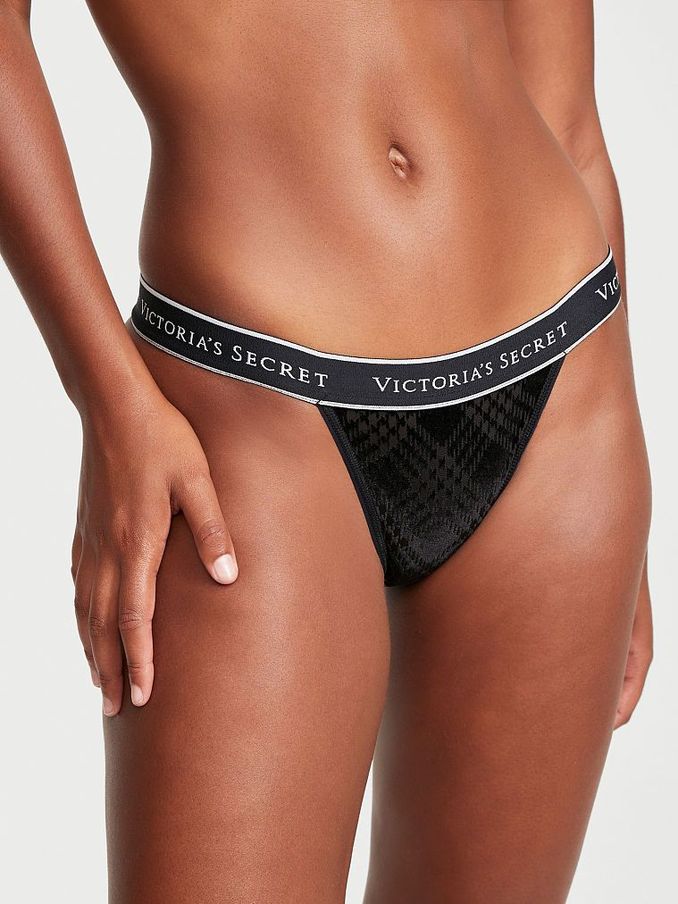 Black Festive Tartan Cheeky Logo Knickers (P61055) | £4