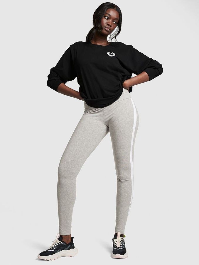 Heather Charcoal Grey Cotton Side Stripe Legging (P61241) | £14