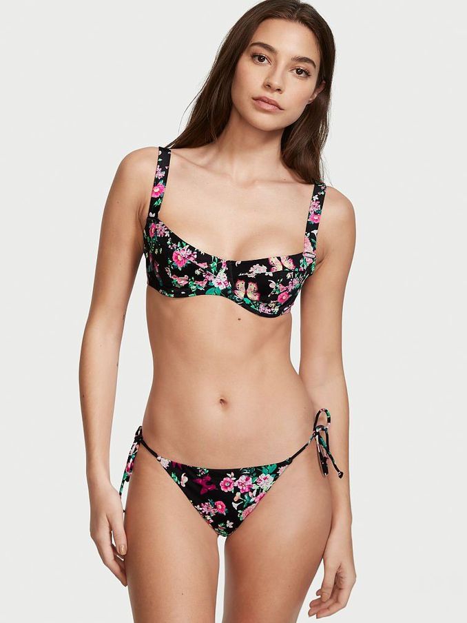 Black Floral Push Up Bikini Top (P61315) | £10