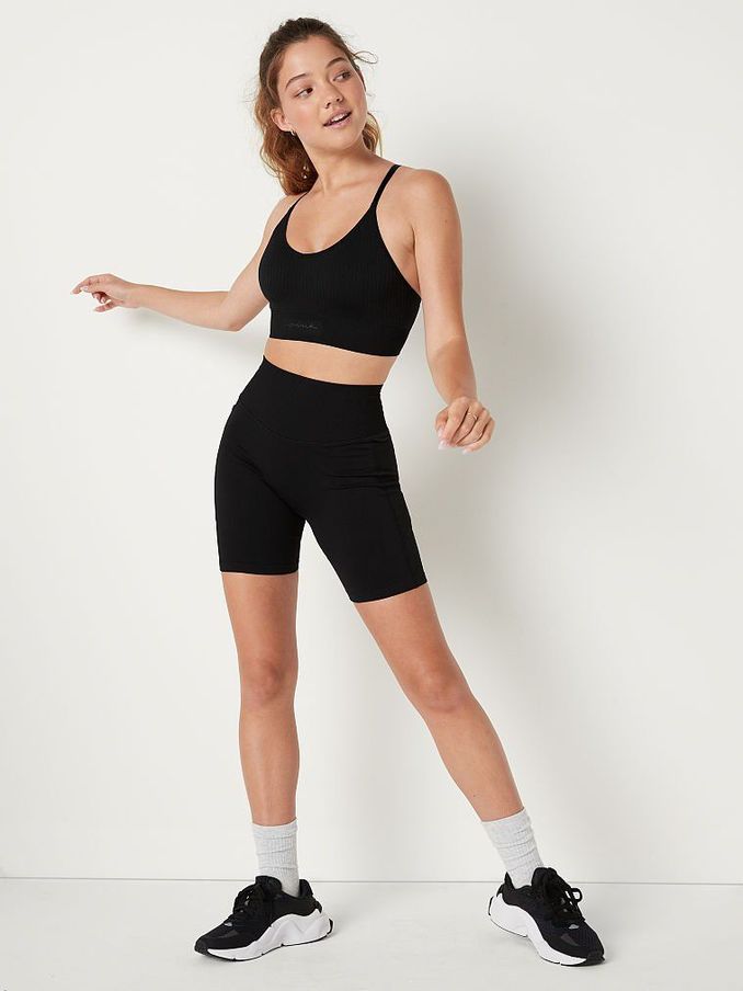 Pure Black Seamless V High Waist 6" Bike Short (P61759) | £10