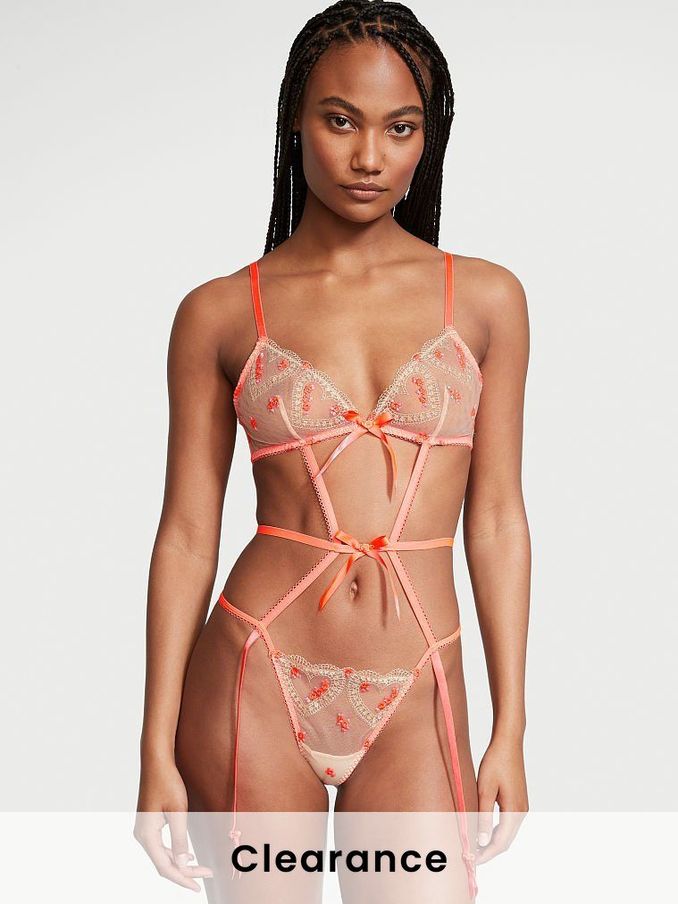 Heart Pink Strappy Bodysuit (P61904) | £30