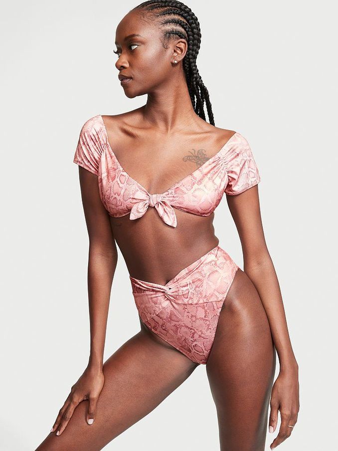 Pink Snake Twist OffShoulder Swim Top (P62298) | £10