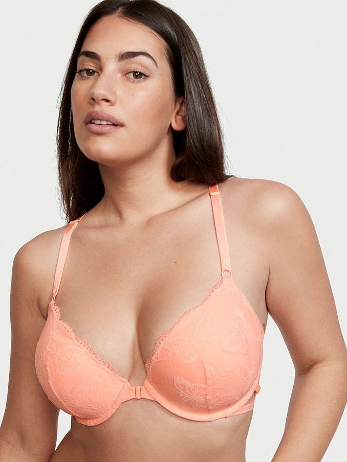 Ripe Apricot Orange Lace Front Fastening Lightly Lined T-Shirt Bra (P62649) | £19