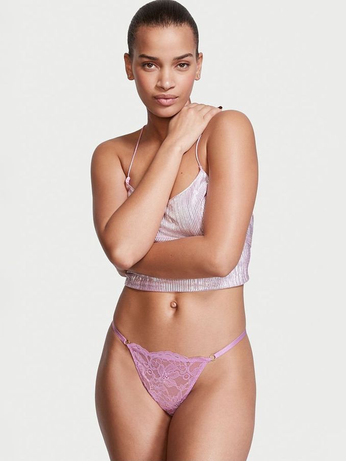 Light Lilac Purple Lace G String Panty (P62695) | £5