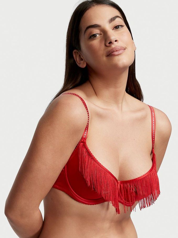 Red Balconette Fringe Bra (P64816) | £20
