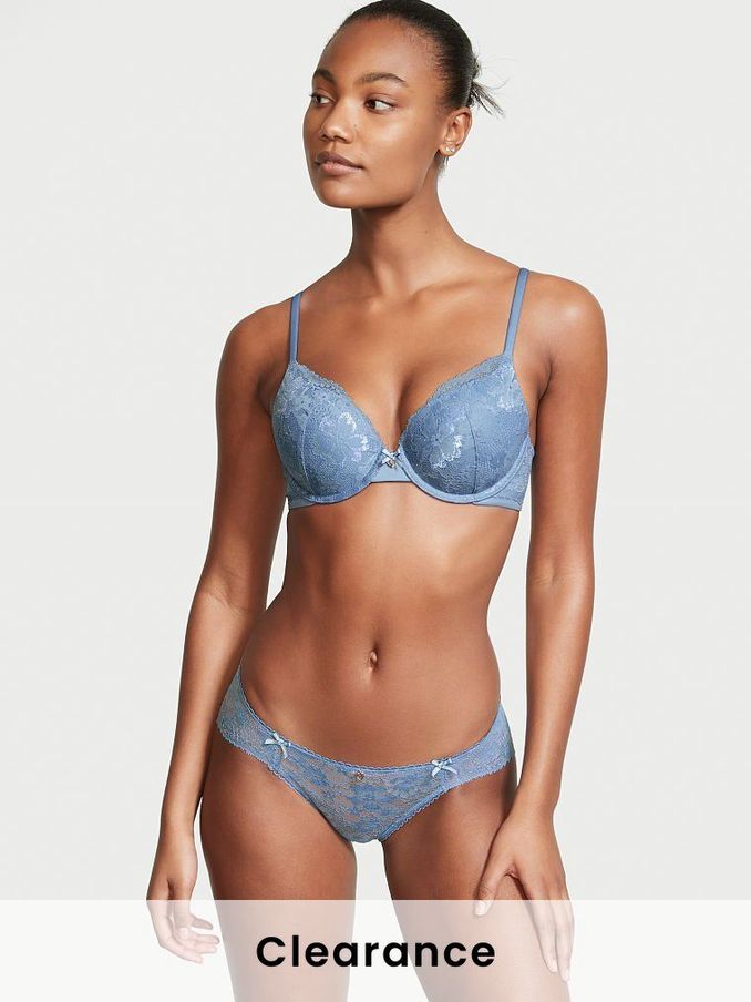 Faded Denim Blue Lace Full Cup Push Up Bra (P64826) | £19