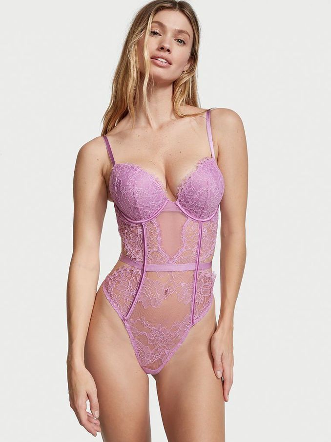 Light Lilac Purple Add 2 Cups Lace Bodysuit (P65249) | £30