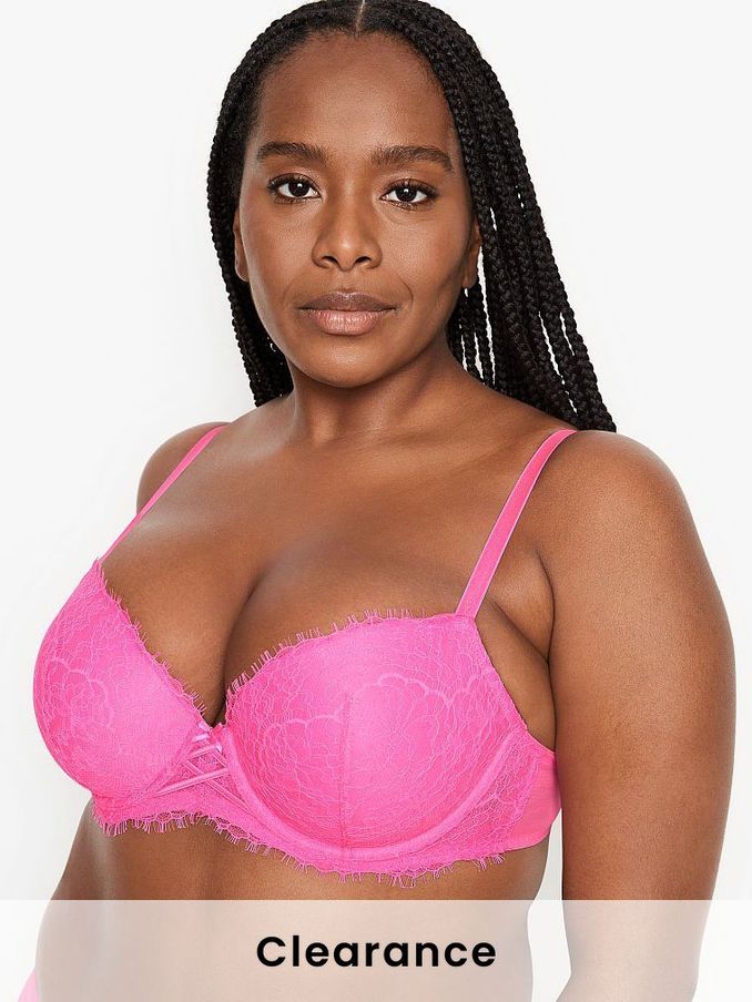 Neon Peony Pink Lace Lightly Lined Demi Bra (P65385) | £10