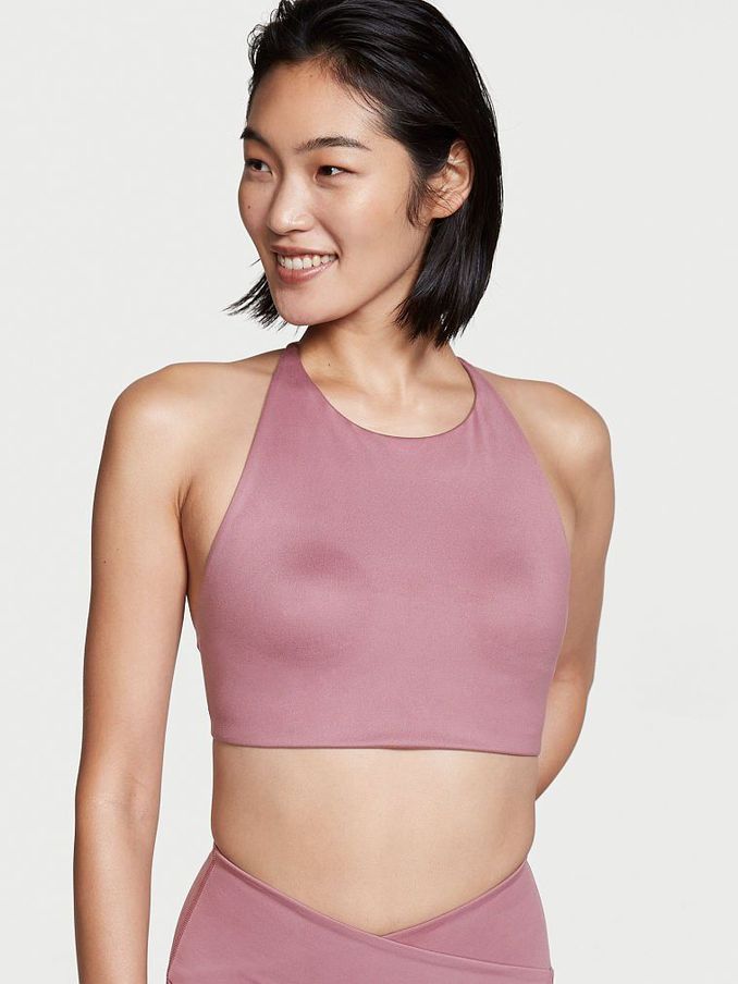 Mauvelous Purple Lighty Lined Non Wired Longline Halterneck Sports Bra (P65454) | £10