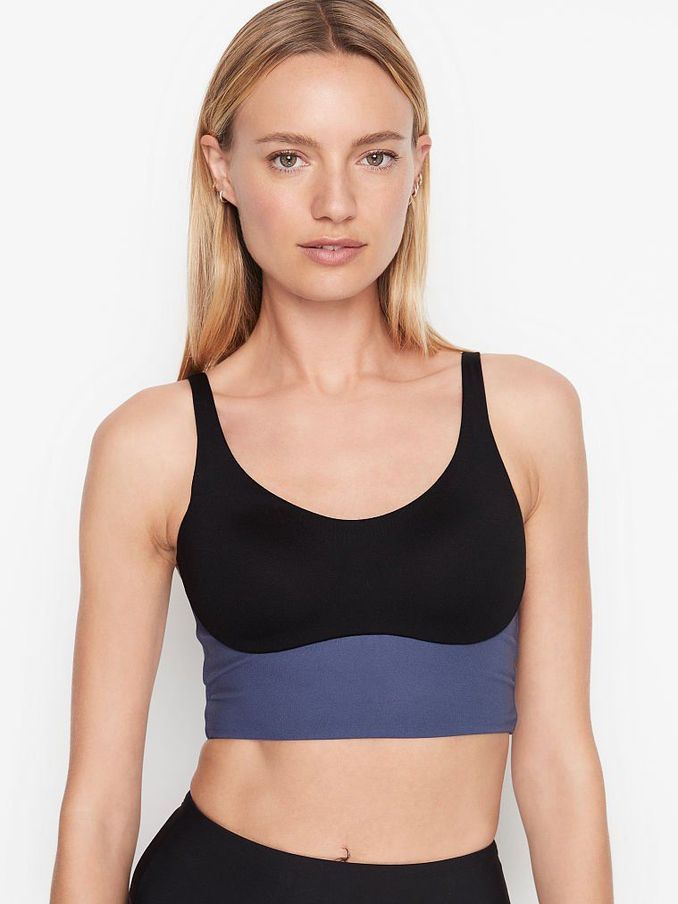 Frosted Blueberry Blue Smooth Strappy Back Non Wired Medium Impact Sports Bra (P66603) | £15