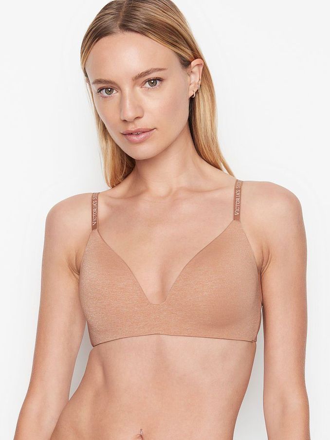 Almond Smooth Logo Strap Lightly Lined Non Wired T-Shirt Bra (P67546) | £15