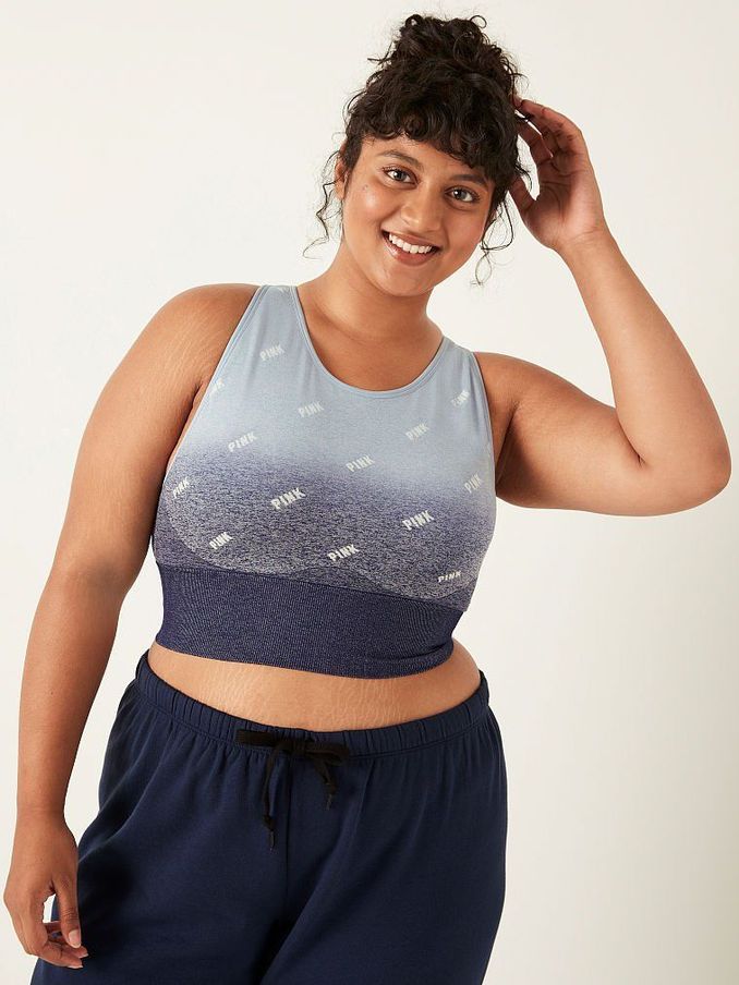 Blue Fog and Ensign Ombre Seamless HighNeck Sports Crop (P68594) | £10