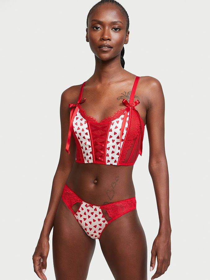 Heart Red Heart Print Lace Cheekini Knickers (P68996) | £5