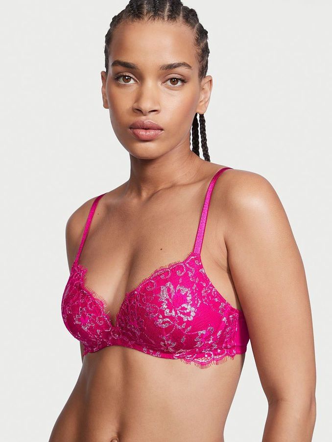 Wicked Rose Pink Lace Lightly Lined Non Wired Bra (P73576) | £14